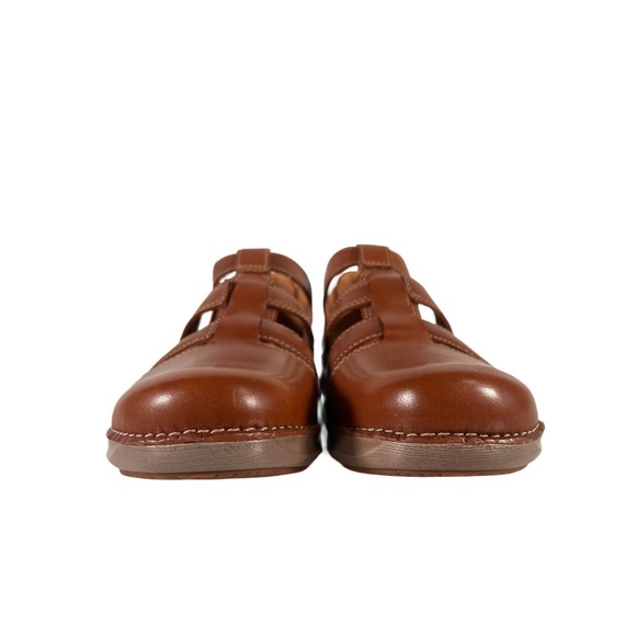 Clarks Unstructured Appley Strap Shoes Women 9 Tan Leather Closed Sandal Loafer - Picture 2 of 9